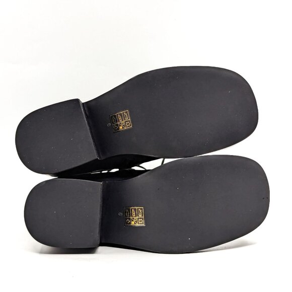 Jeffrey Campbell Wmn Tyr Black Leather Vintage Retro Square Toe Lace Boots 6 - Picture 11 of 11